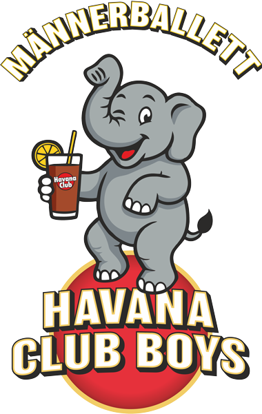 Logo Havana Club Boys - Ein Elefant mit einem Glas Havana jongliert auf einem Ball
